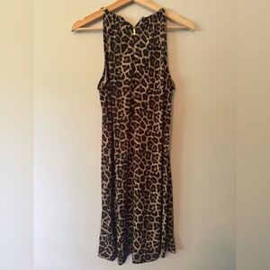 Michael Kors Leopard Print Dress - Black and Tan